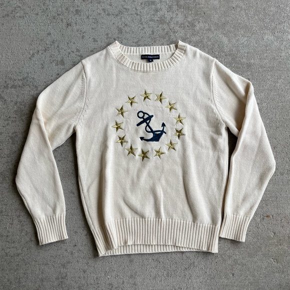 Kiel James Patrick anchor starboard cotton crewneck sweater nautical - Picture 4 of 5